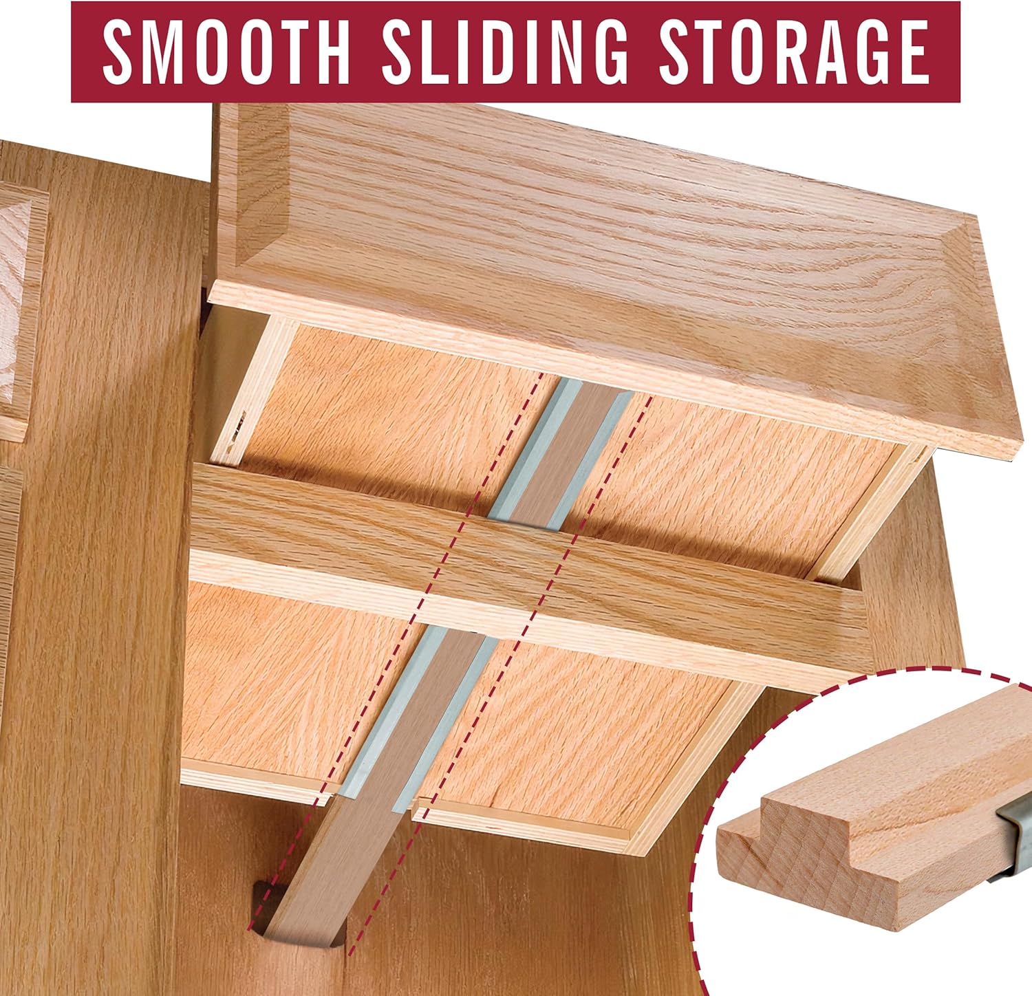 Vintage Center Mount Wood Drawer Slide 20-Inch Natural Maple D59276