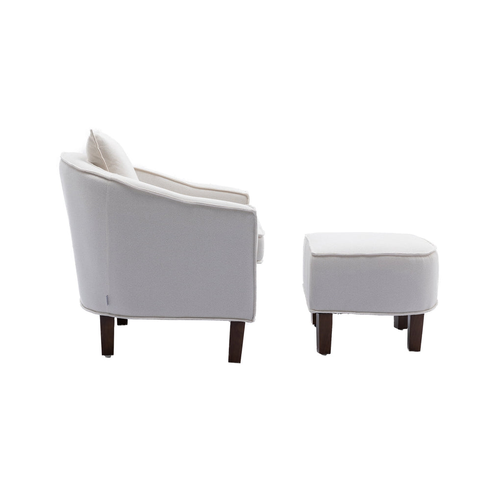 Accent Sofa Chair with Ottoman, Linen or Microsuede, Iron Legs V815343