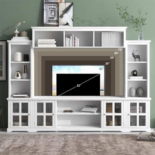 Modern TV Stand for TVs up to 75 Inch, Minimalist Media Console with Storage, Black K744618