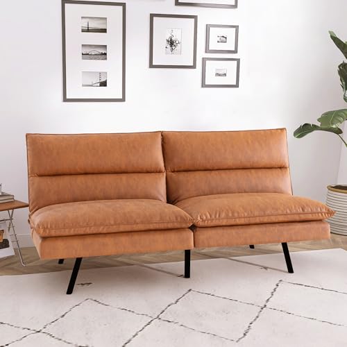 Memory Foam Futon Sofa Bed Armless Sleeper Loveseat Convertible Couch, Dark Black R24533