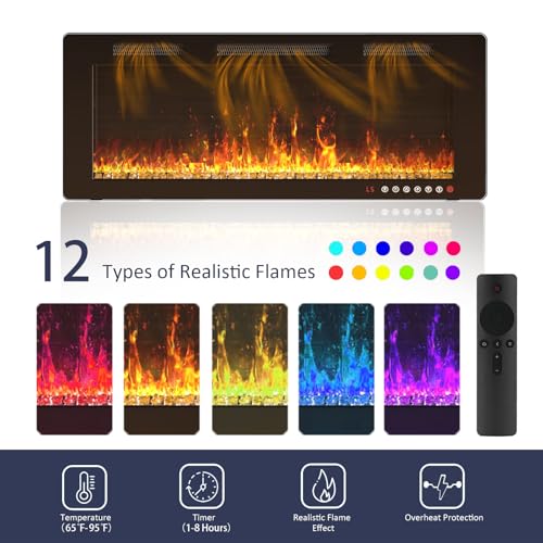 Electric Fireplace TV Stand for Living Room, Fits Up to 80" TVs O459