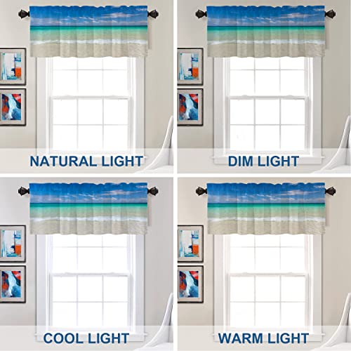Batmerry Blue Ocean Tropical Beach Valances Half Window Curtain Set of 2 52x18 Inch Z8500