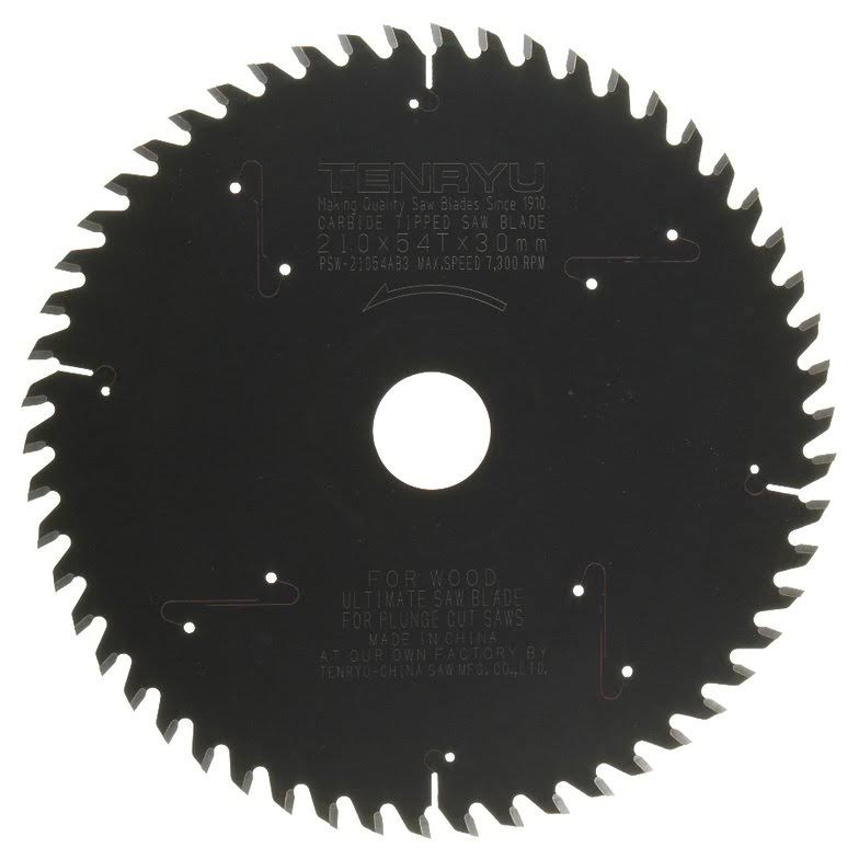 Tenryu 210 mm Dia. x 30 mm Plunge Cut PTFE Coated Saw Blade 54 Teeth