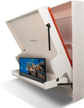 Murphy Bed with Desk, Ideal Bedroom Furniture for Small Spaces, Horizontal & Vertical Pull-Out Beds and Space Saving Furniture, Foldable Beds (Summerflame, Horizontal Queen)