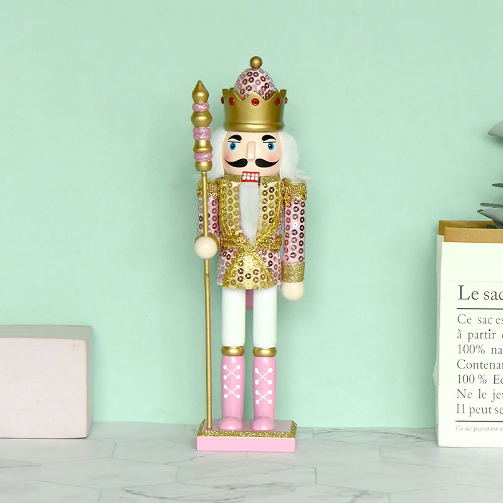 Christmas Wood Pink King Nutcracker Soldier Ornament X64886