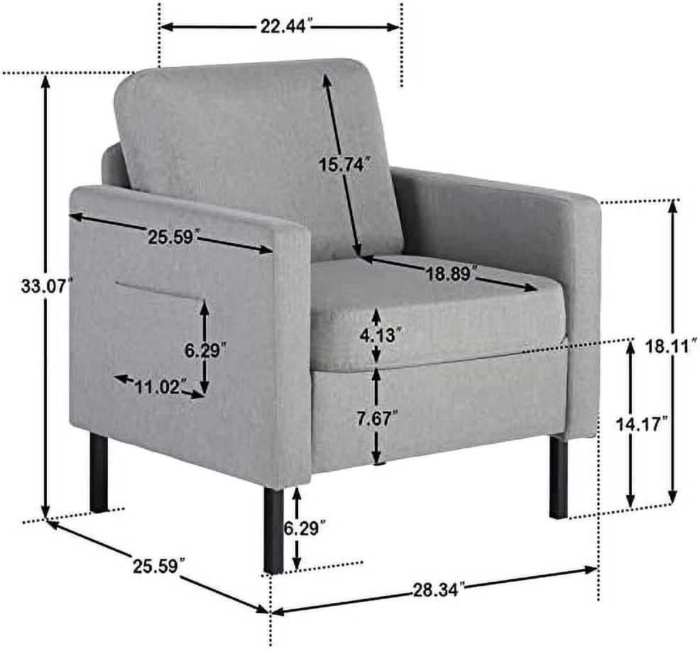 xrboomlife Mid Century Modern Accent Chair Upholstered Armchair Gray N217068
