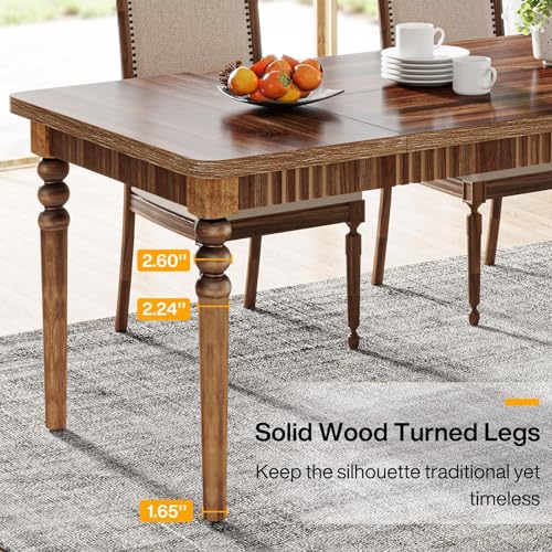 Tribesigns Farmhouse Dining Table for 4-6 People, 63-Inch Rectangular Kitchen Table, Oak R581