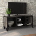 TV Stand Gray 41.3"x14.2"x18.5" Metal and MDF,Modern Industrial Metal and MDF TV Stand with Mesh Doors and Shelf for Living Room Furniture for TV & Media, Entertainment Centers