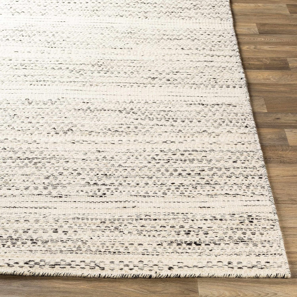 Hauteloom Williford Natural Fiber Wool Handwoven Area Rug, Black Cream Beige, 8'10" x 12' M313