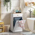 Karl home Tilt Out Laundry Hamper Cabinet with Drawer, Trash Can Cabinet, Dirty Clothes Basket Cabinet for Bathroom Kitchen, White