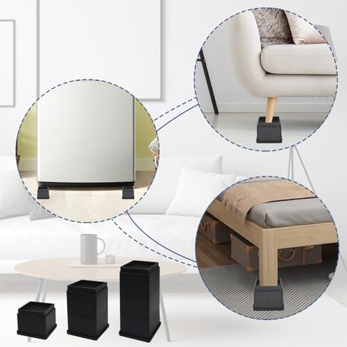 Bed Risers 2 inch, Set of 8, Adjustable Heavy Duty with Rubber Pad Y69478