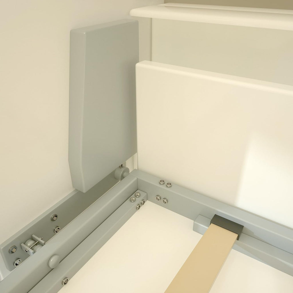 Twin Size Murphy Bed Wall Bedframe with Storage Shelves, White M2870