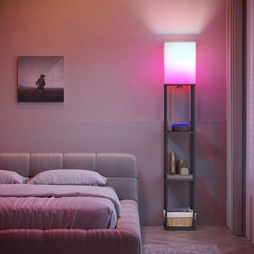SUNMORY Shelf Floor Lamp with 3-Way Dimmable LED Bulb, White L622