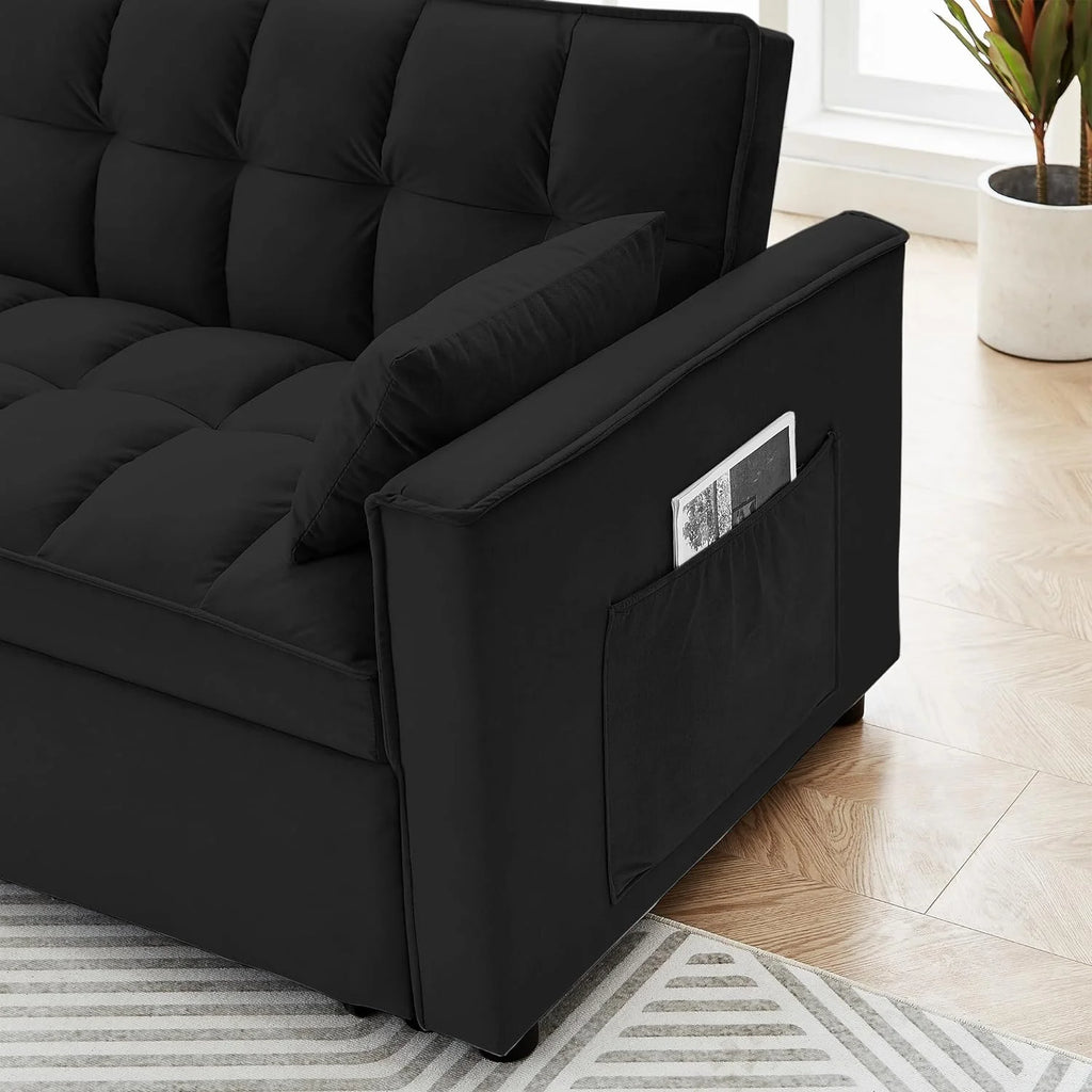 Modern Velvet Convertible Sleeper Sofa Bed with Adjustable Backrest Q437351