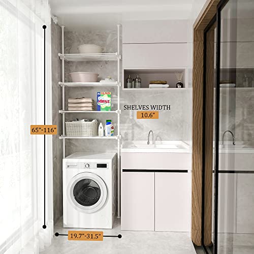 Adjustable Over The Toilet Storage Shelf 4 Tier Metal Rack White T2519