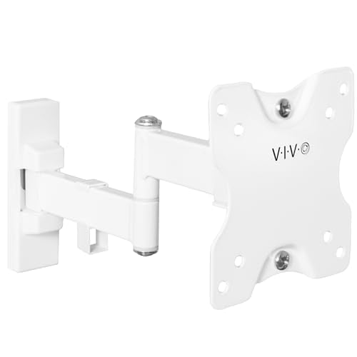 VIVO Full Motion Wall Mount for up to 27 inch LCD LED TV and Computer Monitor Screens, Tilt and Swivel Bracket with Max 100x100mm VESA, White, MOUNT-VW01MW