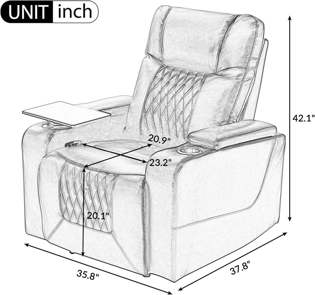 Power Recliner Chair with USB Port and Cup Holders V5004