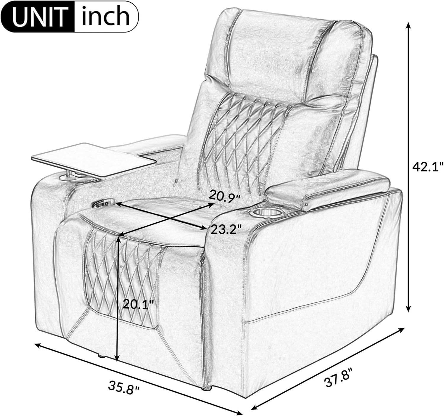 Power Recliner Chair with USB Port and Cup Holders V5004