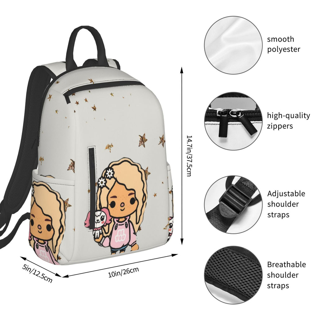 Toca Boca Life Backpack Student School Bag Lightweight Unisex Y145