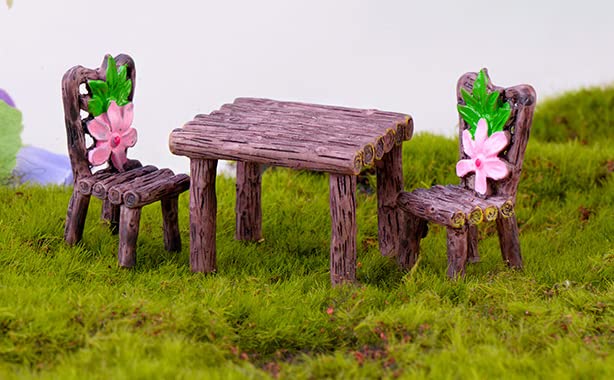 Miniature Table and Chairs Set for Dollhouse, Fairy Garden Furniture Ornament L584