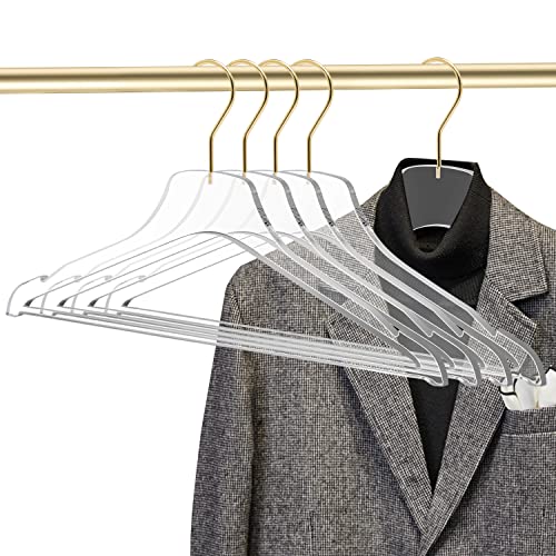 Acrylic Clear Hangers 5-Pack with Gold Hooks for Clothes X240278