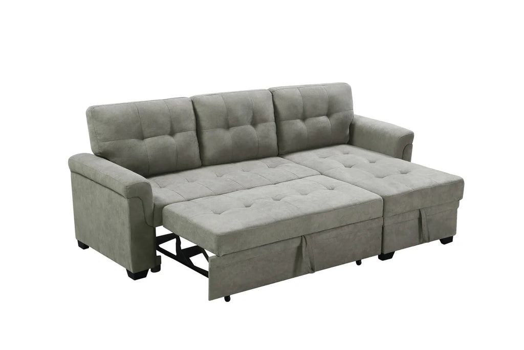 Connor Light Gray Fabric Reversible Sectional Sleeper Sofa with Storage B626062
