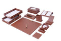 MOOGCO Desk Organizers - Desk Accessories - Leather Desk Organizer - Bonded Leather Desk Set - Home Office Accessories - Desk Supplies - Leather Desk Set - Office Accessories - 14 PCS (BROWN)