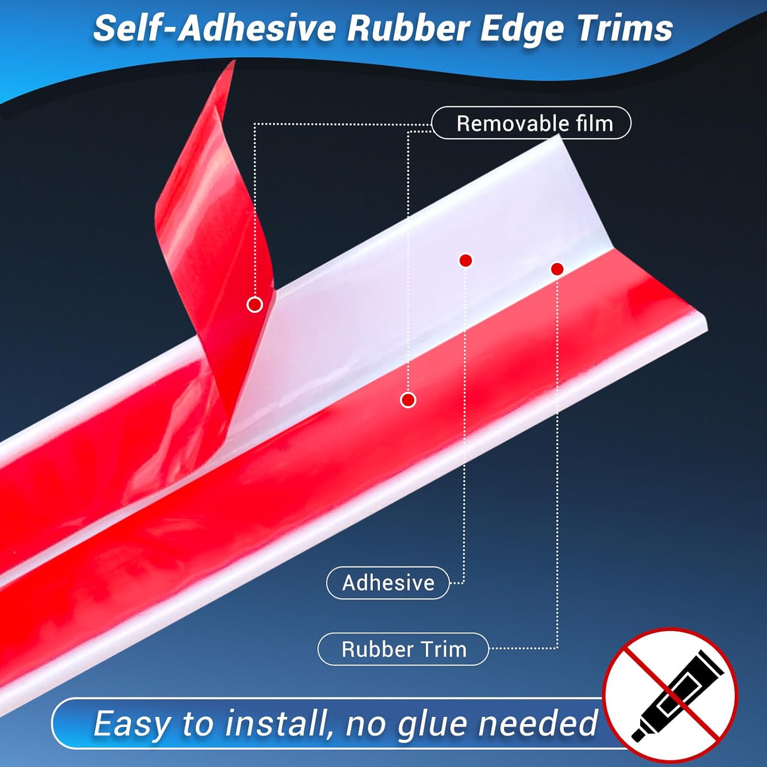Rubber Corner Edge Trim, Self Adhesive L Shaped, White, 10Ft F867614