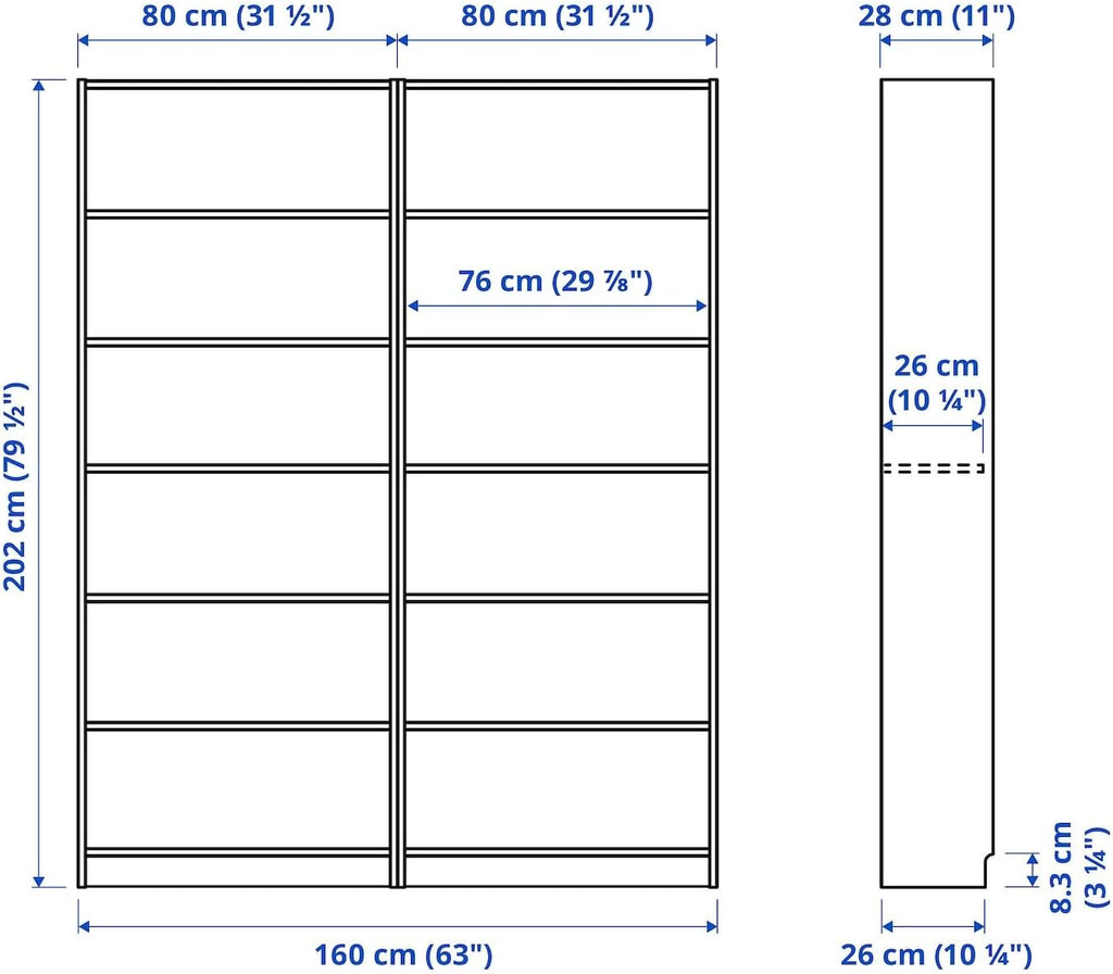 IKEA Billy Bookcase White 63x11x79 1/2 O645813
