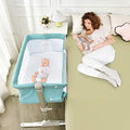 BABY JOY Baby Bedside Crib, Portable Travel Sleeper Bed Side Bassinet w/Carrying Bag, Newborn Bassinet to Infant, Kids Crib with Detachable Mattress, Height & Angle Adjustable, Breathable Mesh, Grey