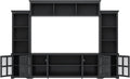 Entertainment Wall Unit with Bridge, Stand Media Console Table for TVs Up to 70" with Tempered Glass Door, Ample Storage Space for Living Room, 104 Inch, Black