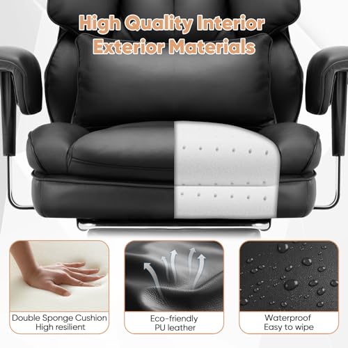 Sweetcrispy Executive Office Desk Chair Ergonomic High Back with Footrest, Black Z680915