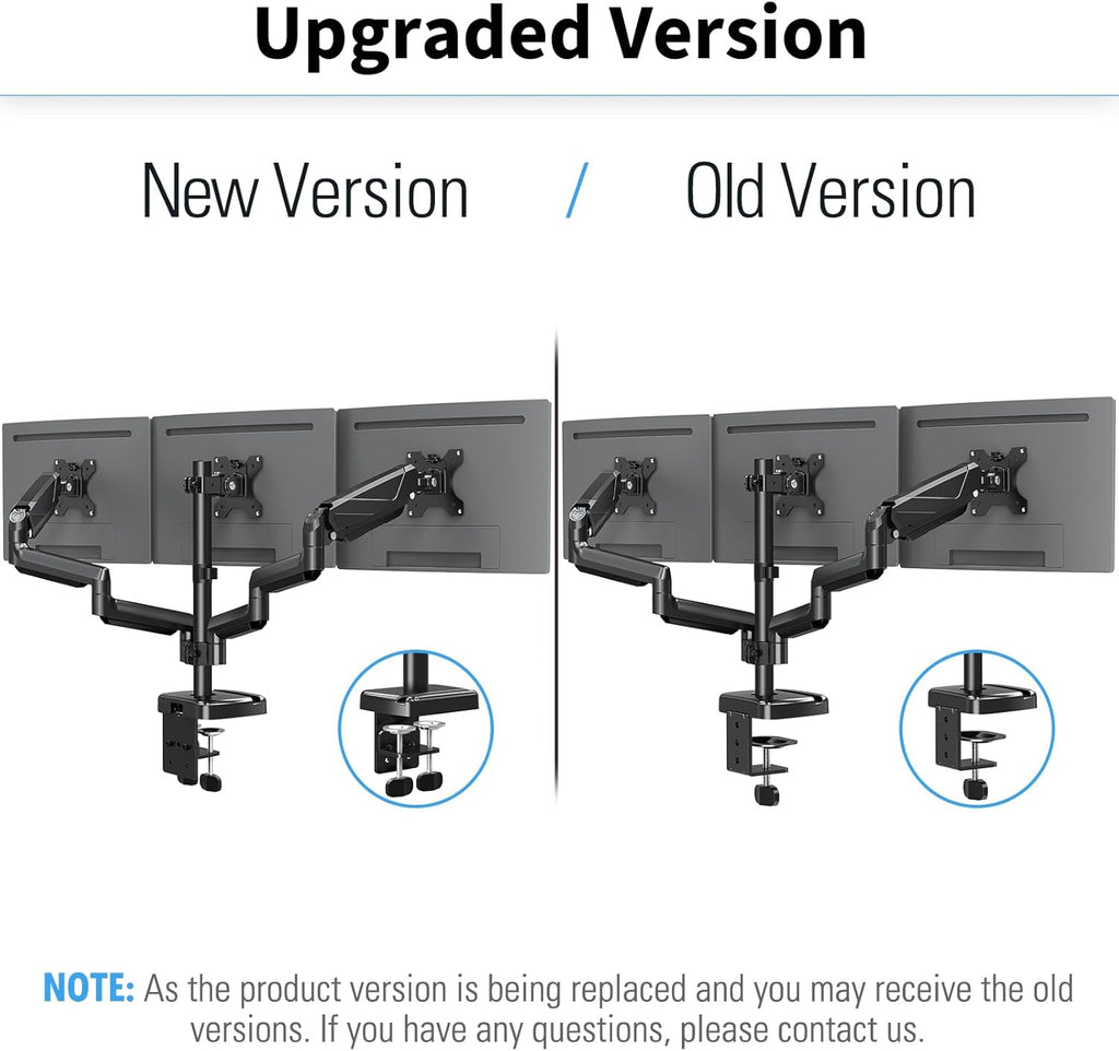 MOUNTUP Triple Monitor Mount Desk Stand for 3 Screens Up to 27 inch, Gas Spring, Heavy Duty J193