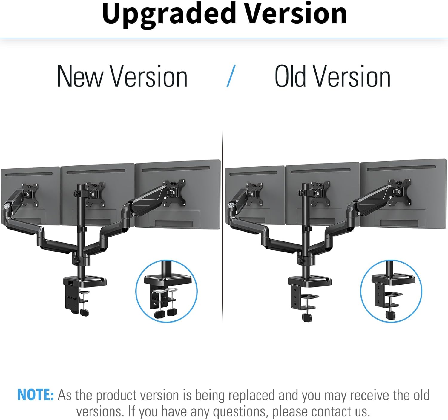 MOUNTUP Triple Monitor Mount Desk Stand for 3 Screens Up to 27 inch, Gas Spring, Heavy Duty J193