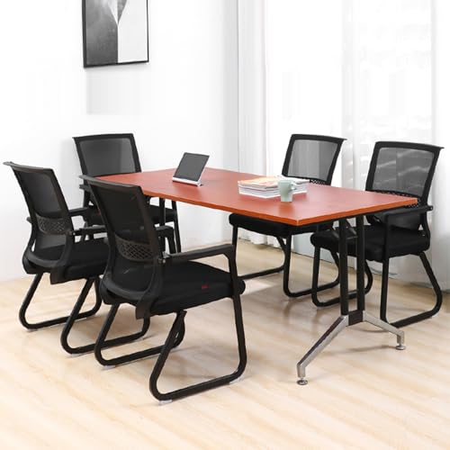 Office Chair Guest Chair with Welded Sled Base and Armrests, Red R966