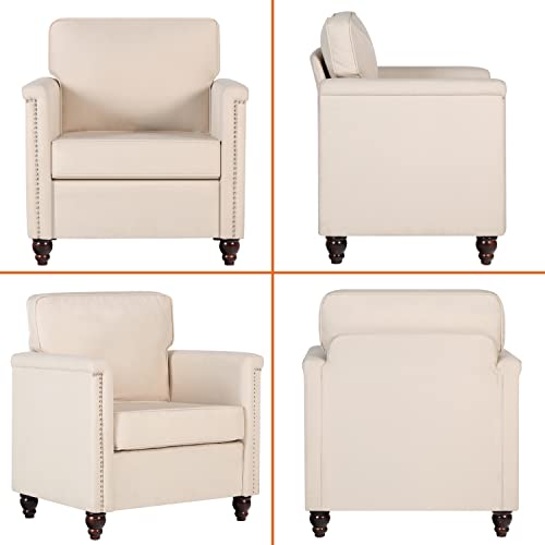 AILEEKISS Accent Chairs Set of 2 Upholstered Chesterfield Armchair Beige R911
