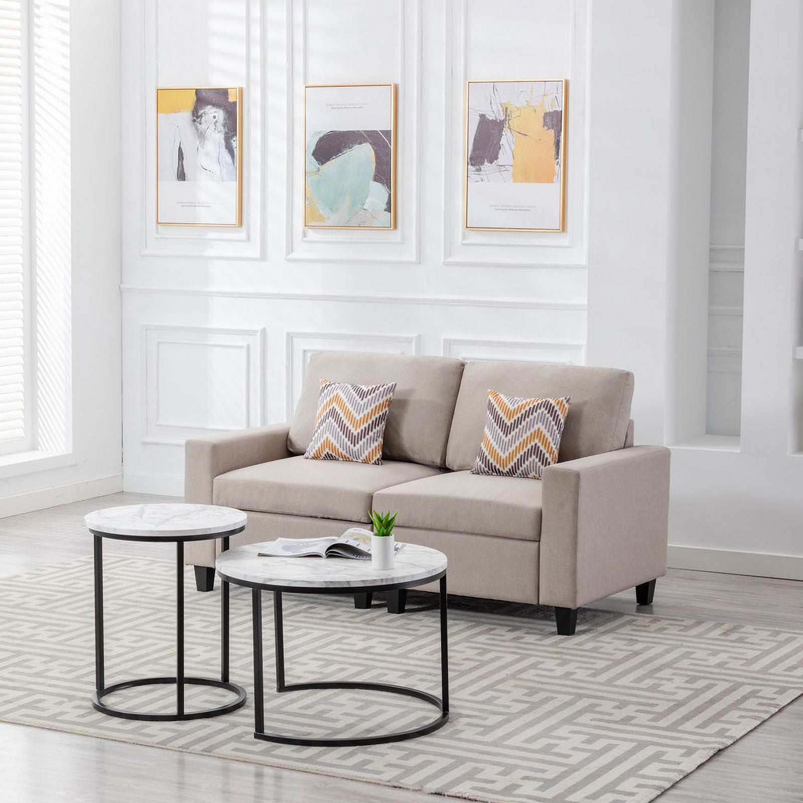 Beige Linen Fabric Living Room Set G562930