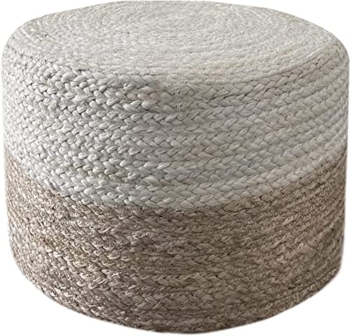 Jute Pouf Ottoman | Footrest Pouf | Hand Braided - Round Boho Pouffe - for Living Room, Bedroom, Nursery (16"x16"x16") Natural