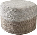 Jute Pouf Ottoman | Footrest Pouf | Hand Braided - Round Boho Pouffe - for Living Room, Bedroom, Nursery (16"x16"x16") Natural
