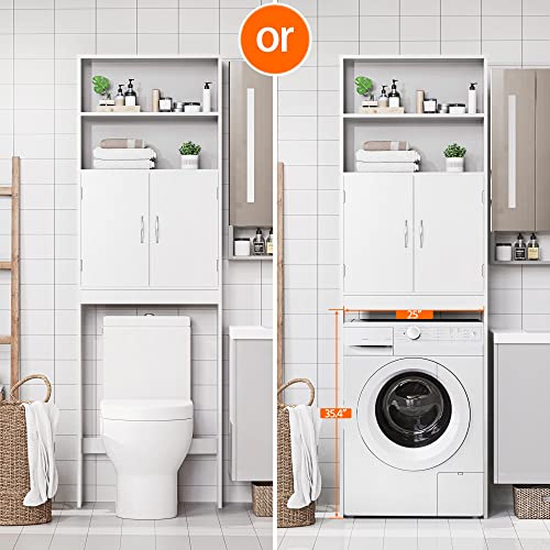 Yaheetech Over The Toilet Storage, Taller Bathroom Organizer Cabinet, White X17514