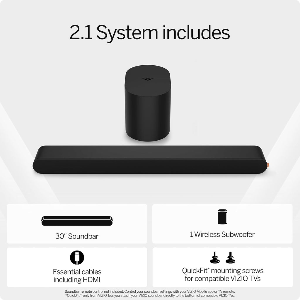 VIZIO 2.1 Soundbar with Wireless Subwoofer, Dolby Atmos, Bluetooth – SV210M-0808 O8947