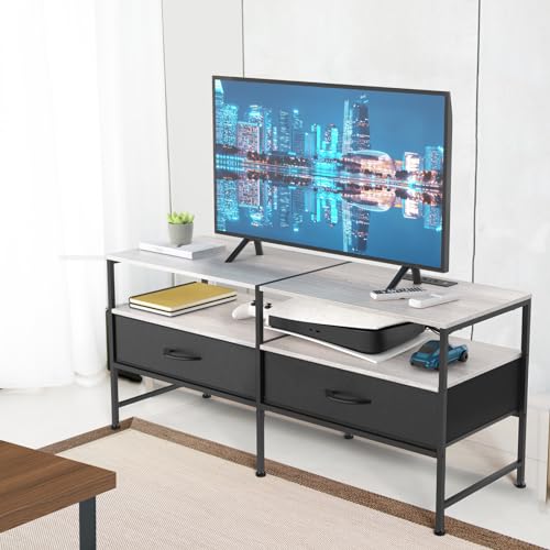Industrial TV Stand with Power Outlet, 3 Tier Entertainment Center, Black A443