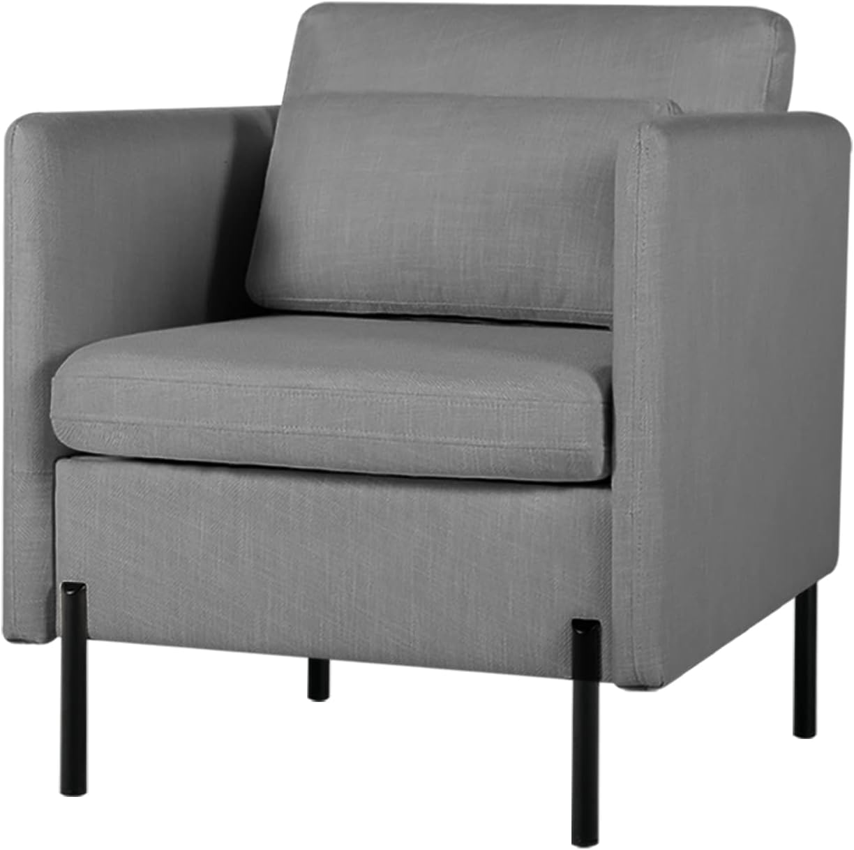 3 PCS Living Room Sofa Set, Modern Upholstered Armchair Loveseat Couches with Pillows, Grey J3915