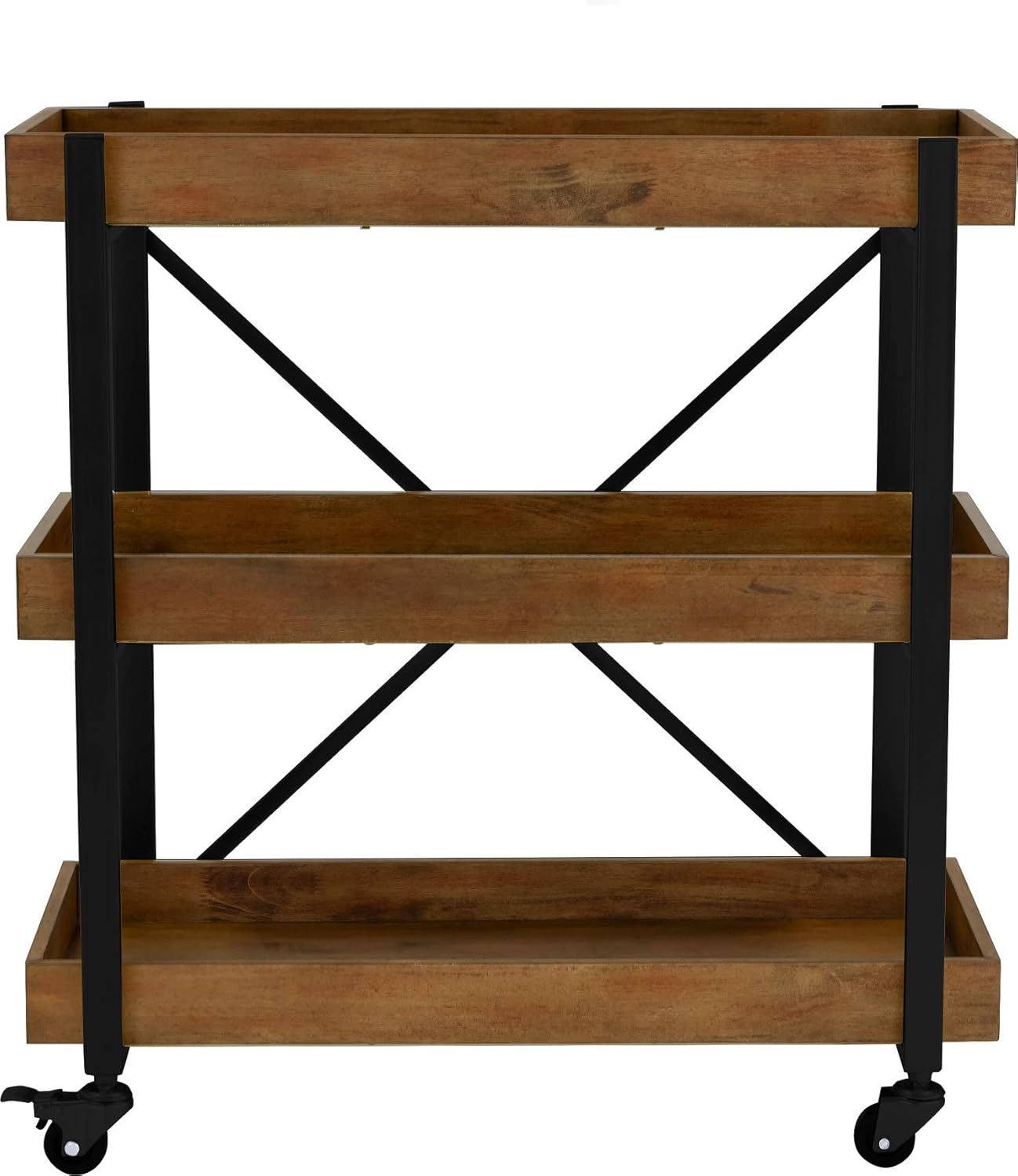 Riley Modern Rustic Rolling Bar Cart with Wheels, 32 Inch Height C277
