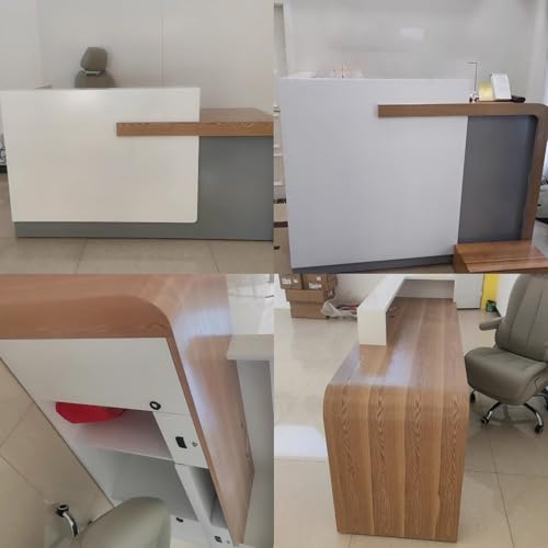 Reception Desk with Counter, Lockable Drawer & Door Cabinet, 120cm R558055
