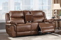 New Classic Furniture Ryland Polyester Manual Sofa with Dual Recliner, Brown