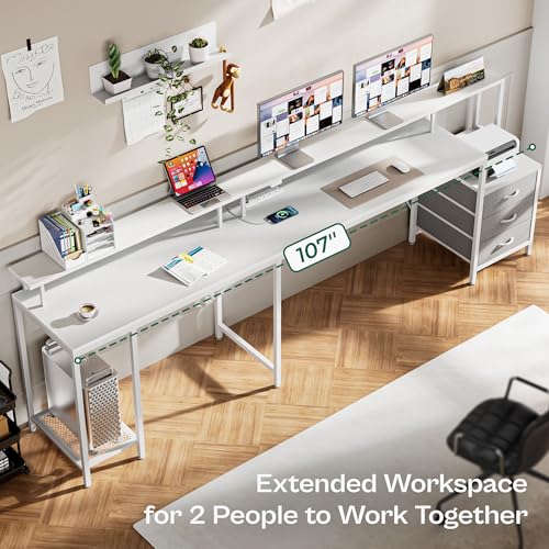 L Shaped Gaming Desk with LED Lights and Power Outlets, 66.1 Inches, Rustic Brown H7538