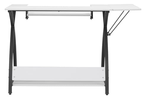 Sew Ready Comet Plus Sewing Table with Storage Drawer and Shelves, Black/White B263