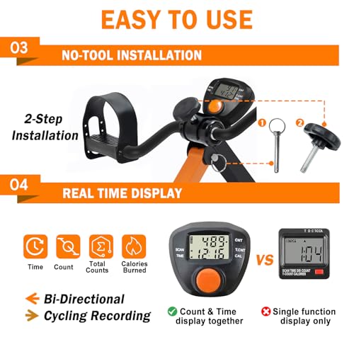 Under Desk Bike Pedal Exerciser, Adjustable & Foldable, with Suction Cup Feet U94547