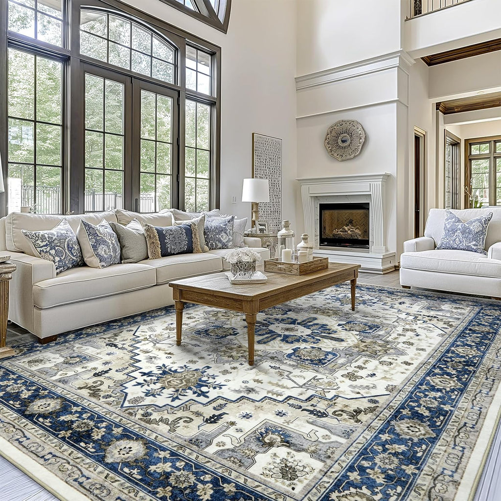 Machine Washable Vintage Oriental Area Rug 8x10 for Living Room M438